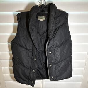 Neiman-Marcus & Sierra Designs Black Down Insulated Puffer Vest Stand-Up Collar